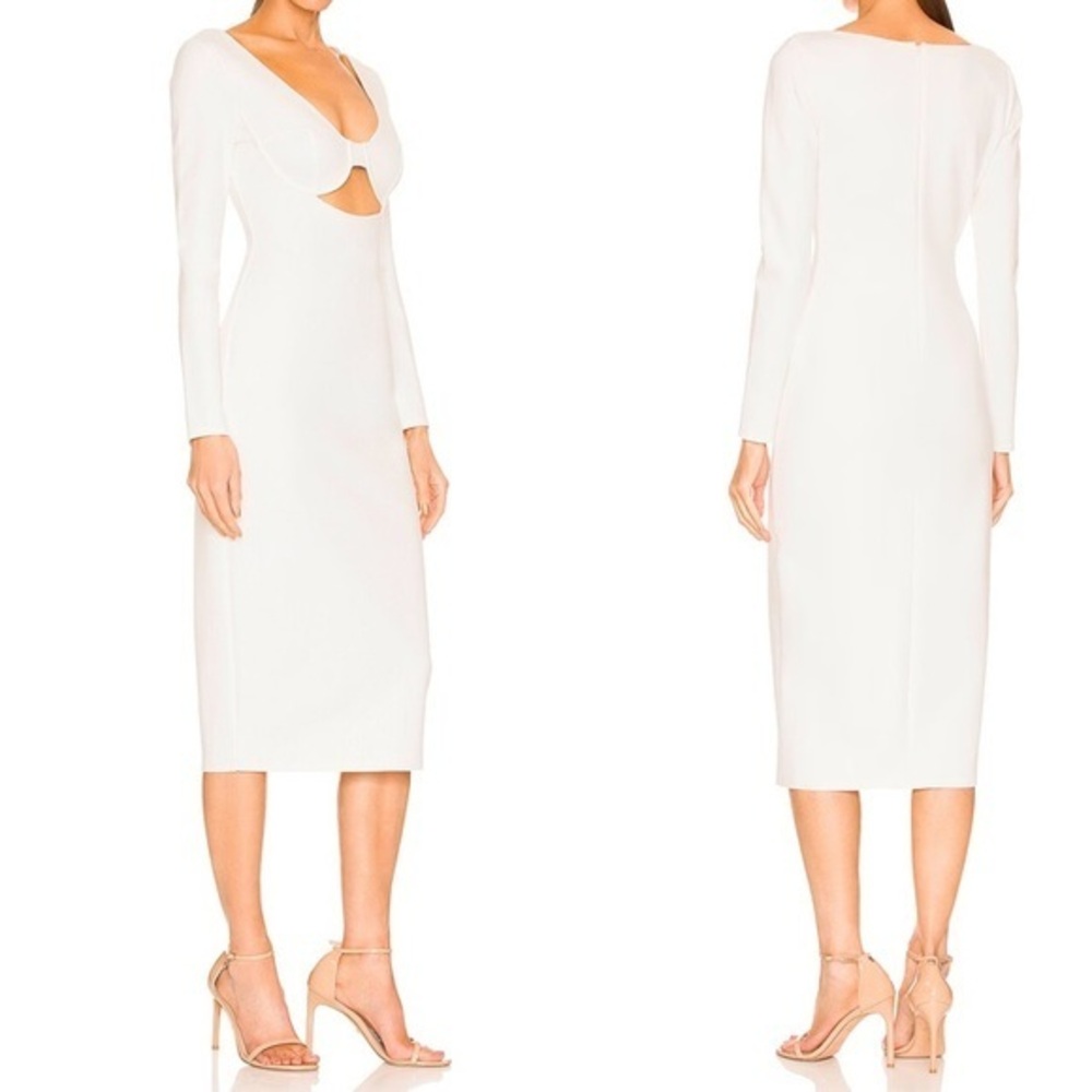NBD NWT Gracen White Bodycon Long Sleeve Midi Dress XS